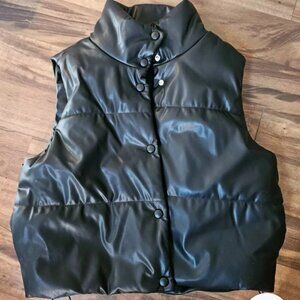 No Boundaries Black Faux Leather Vest Size Med